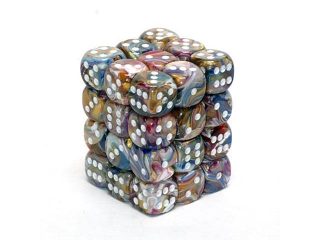 12mm Six Sided Die Block of Dice 36 Chessex Dice d6 Sets: Ghostly Pink / Silver 