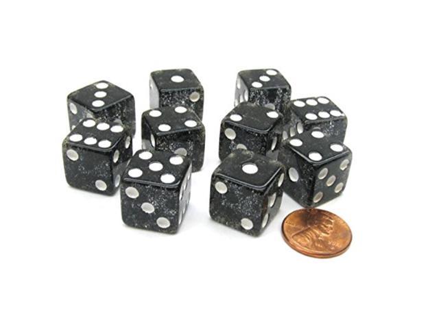 Red with White Pips Set of 10 D6 16mm Marbleized Square Corner Dice