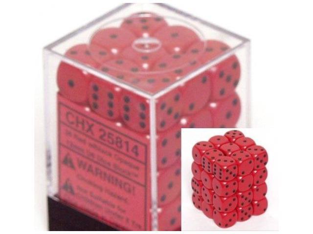 Red with White Pips Opaque 12mm D6 Chessex Dice Block 36 Die 