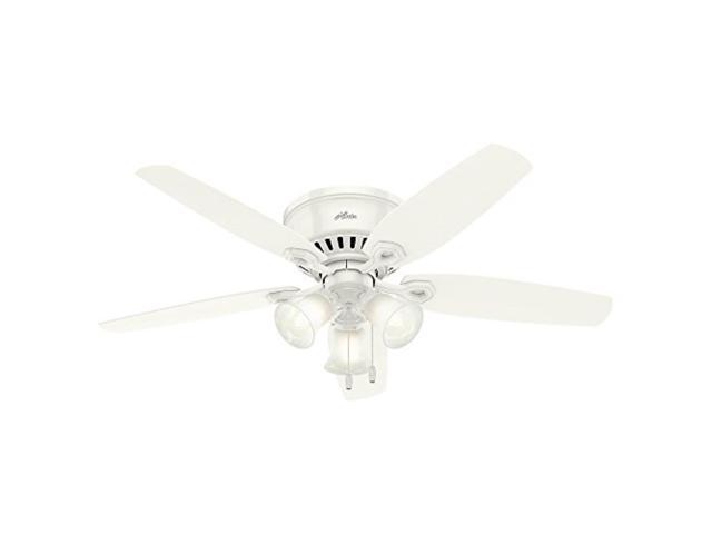 Photo 1 of *Missing One Snow Glass-See Photos*  hunter indoor low profile ceiling fan, with pull chain control builder 52 inch, white, 53326