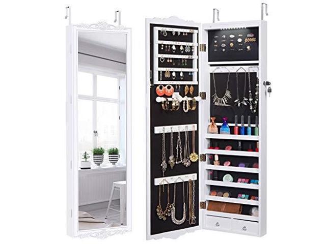 Langria 10 Leds Wall Door Mounted Jewelry Cabinet Lockable