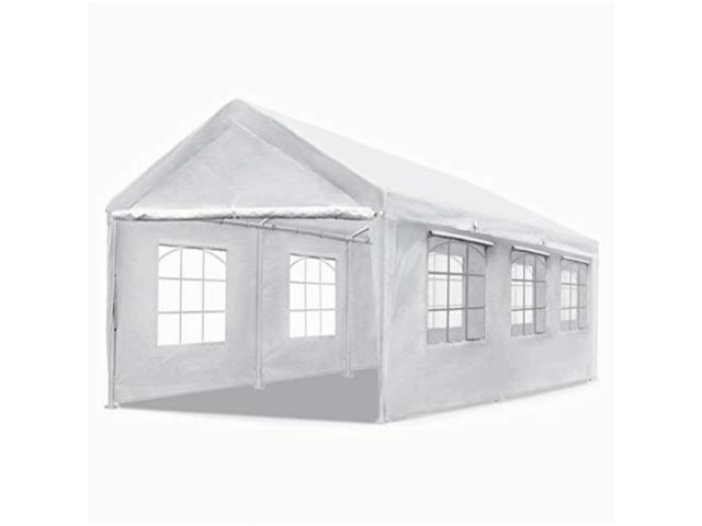 quictent 10'x20' heavy duty carport gazebo canopy garage car shelter white with windows