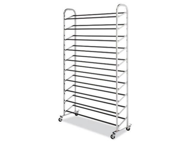 Whitmor 10 Tier Shoe Tower 50 Pair Rolling Shoe Rack With Locking Wheels Chrome Newegg Com