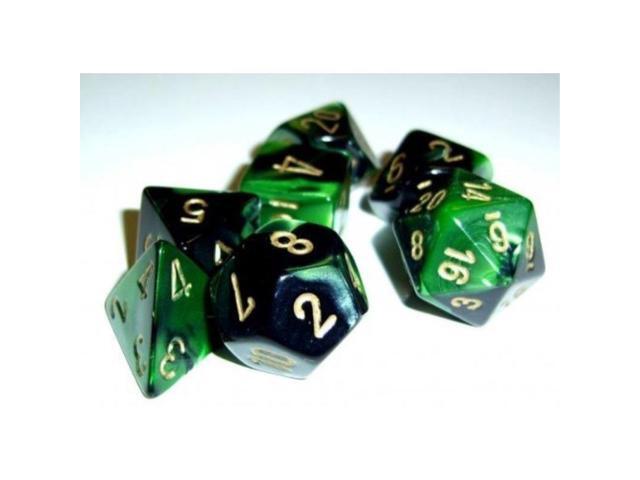 Gold Set Of Ten D10 DICE CHESSEX Lustrous Shadow 