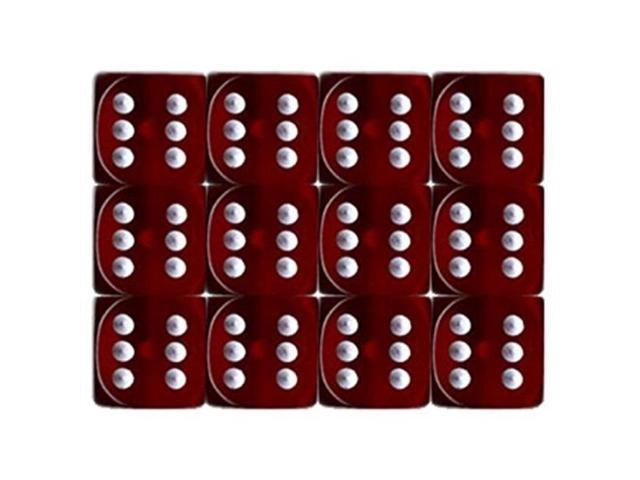 12 Die Translucent 16mm D6 Chessex Dice Block Red with White Pips 