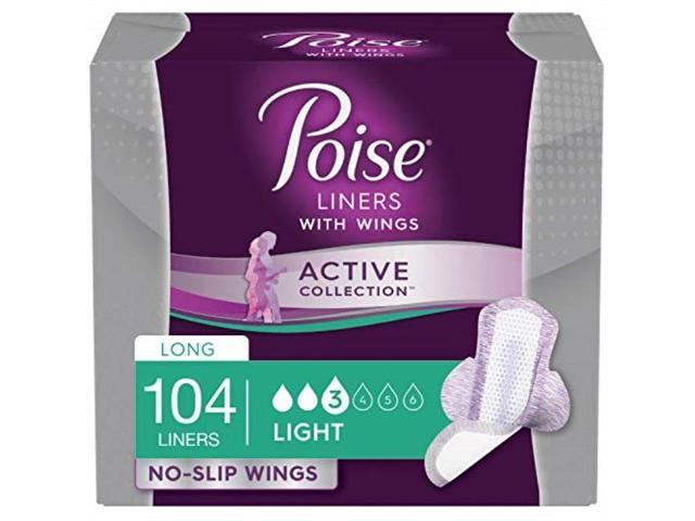 Pack of 2 Poise Active Collection Incontinence Liners with Wings Light Absorbency 104 Count