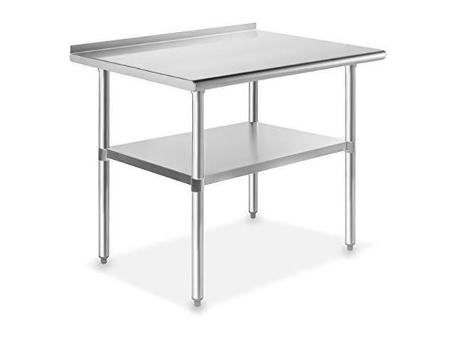 Gridmann Nsf Stainless Steel Commercial Kitchen Prep And Work Table W Backsplash 36 In X 24 In