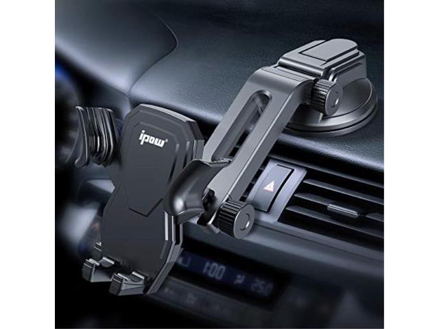 ipow car phone mount holder hands free car phone holder dashboard gravity cell phone holder mount with auto retractable clamp maximum angle adjustment for iphone xr/xs max/x/8/7 galaxy s10/s9/note 9