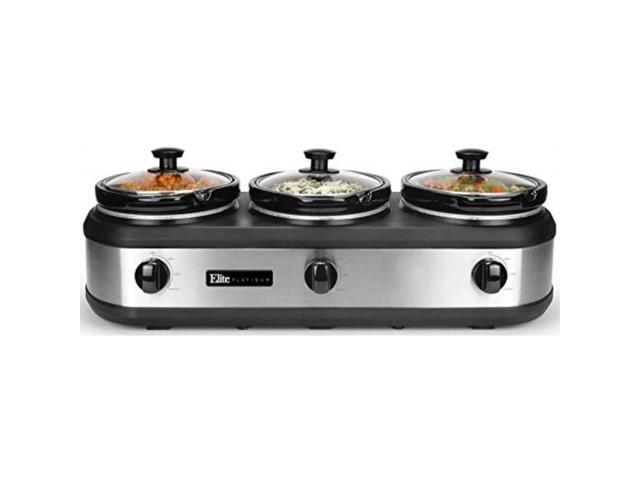 Elite Platinum EWMST-415 Maxi-Matic Triple Slow Cooker Buffet Server, – STL  PRO, Inc.