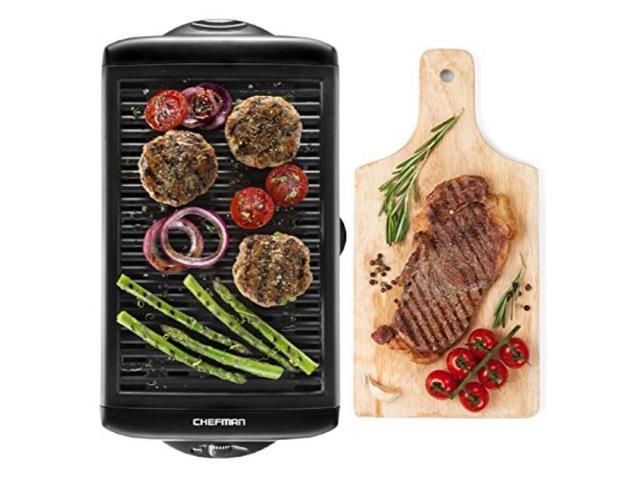 Photo 1 of ***USED AND DIRTY - UNABLE TO TEST***
chefman electric smokeless indoor w/nonstick cooking surface & adjustable temperature knob from warm to sear for customized bbq grilling, dishwasher safe removable water tray, black