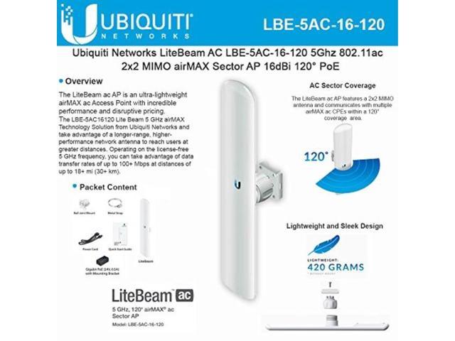 Ubiquiti Networks LBE-5AC-16-120-US 5 GHz Litebeam AC AP 16 dBi 120 ...