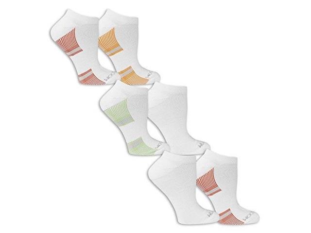 NEW Fruit of the Loom Ladies 6 Pack Grey Heel and Toe White No Show Womens Sock 