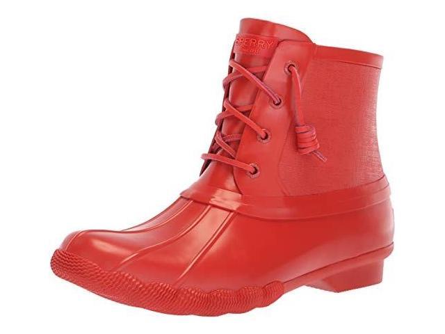 red sperry rain boots