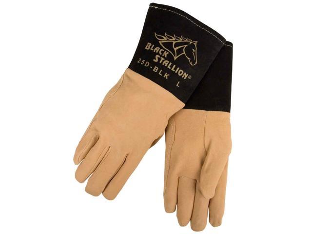 Black Stallion 25D-BLK Premium Deerskin TIG Welding Gloves, Small