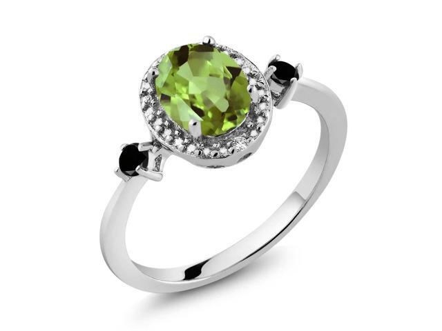 1.47 Ct Oval Peridot 925 Two-Tone Sterling Silver Wedding Band Insert Ring