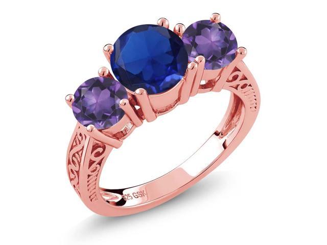 ATTRACTIVE 2 CT ROUND LAVENDER PURPLE 925 STERLING SILVER RING SIZE 5-10