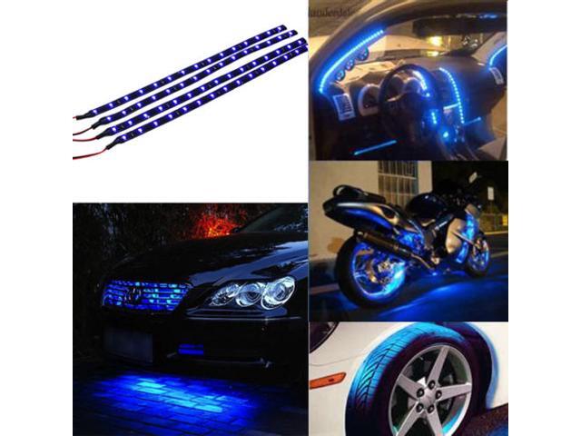 Zone Tech Blue 4pcs 30cm Led Car Motors Truck Flexible Waterproof Led Car Motors Truck Flexible
