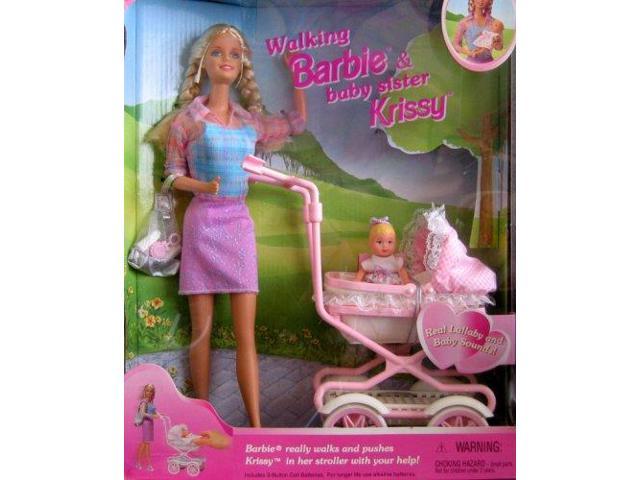 walking barbie and baby krissy