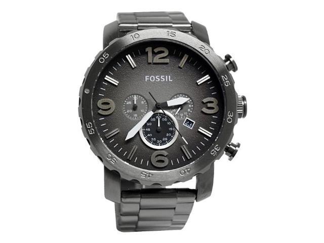 Fossil Nate Chronograph Smoke Grey Dial Ion-plated Mens Watch JR1437