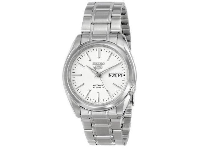 Seiko Men's SNKL41 "Seiko 5" White Dial Stainless Steel Automatic Watch