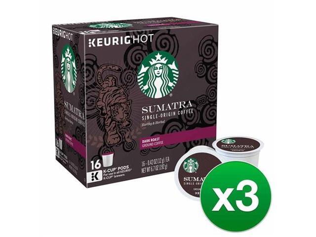 Starbucks K Cup Sumatra Blend Coffee 16ct 3 Pack Newegg Com