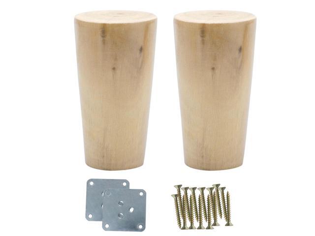 4 Round Solid Wood Furniture Legs Sofa Bed Couch Chair Bed Desk Closet Cabinet Feet Replacement Set Of 2