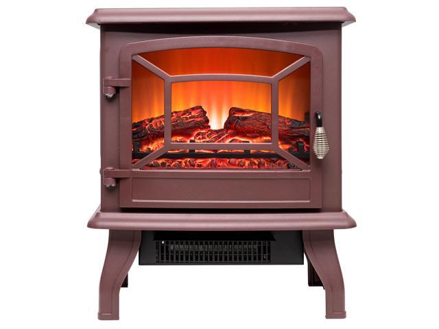 Akdy 17 Freestanding Portable Red Finish Electric Fireplace Heater 2 Setting Level Newegg Com