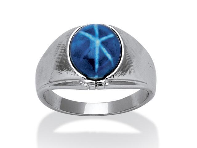 Palmbeach Jewelry Mens Oval Simulated Blue Star Sapphire Ring In Silvertone Sizes 8 16 Neweggcom