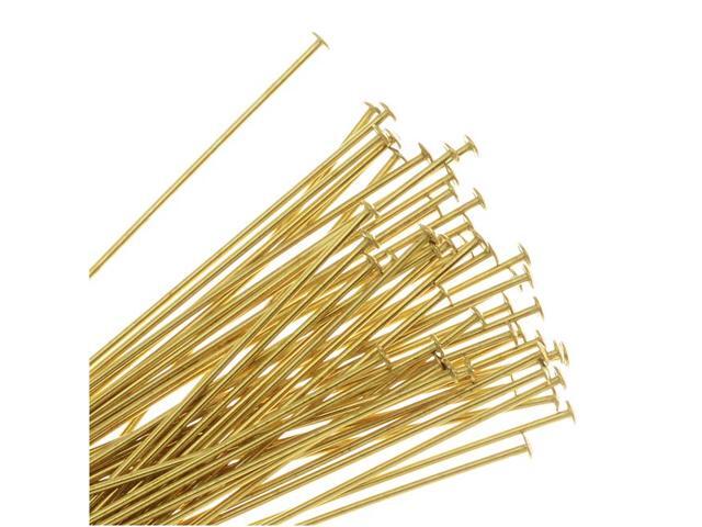 Gold Tone Brass 25 Pieces Beadaholique Head Pins 3 Inches Long and 22 Gauge Thick