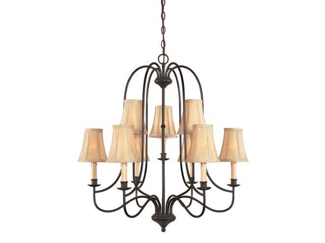World Imports 3749-34 Brondy Clct Two Tier 9-Lgt Chandelier, Aged Ebony