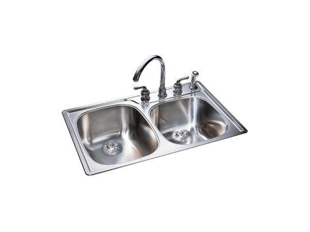 Kindred C2233 95k 4e Combination Bowl 18 Gauge Stainless Steel Sink With Silk Finish Newegg Com