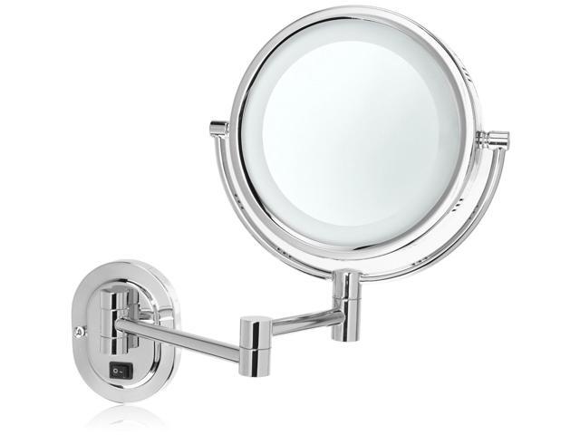 Jerdon Hl65cd 8 Inch Two Sided Swivel Halo Lighted Wall Mount Mirror Jerdon Hl65cd 8 Inch Two Sided Swivel Halo Lighted Wall Mount Mirror With 5x