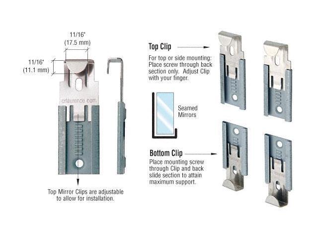 Crl Nickel Plated Adjustable Mirror Clip Set For 1 4 Seamed Bulk 50 Pack 5064114 Newegg Com