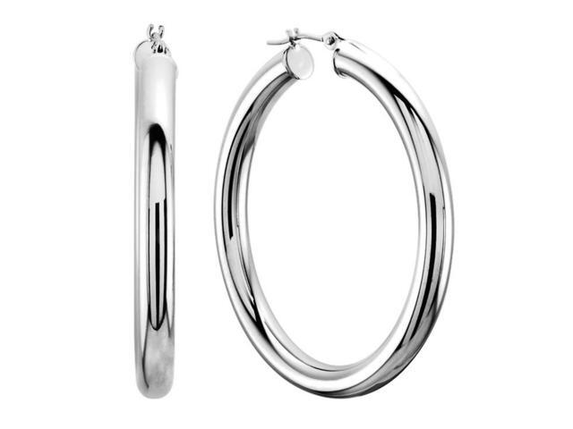 14k White Gold 4mm Shiny Round Hoop Earrings 40mm Newegg 14k White Gold 4mm Shiny Round Hoop Earrings 40mm Newegg