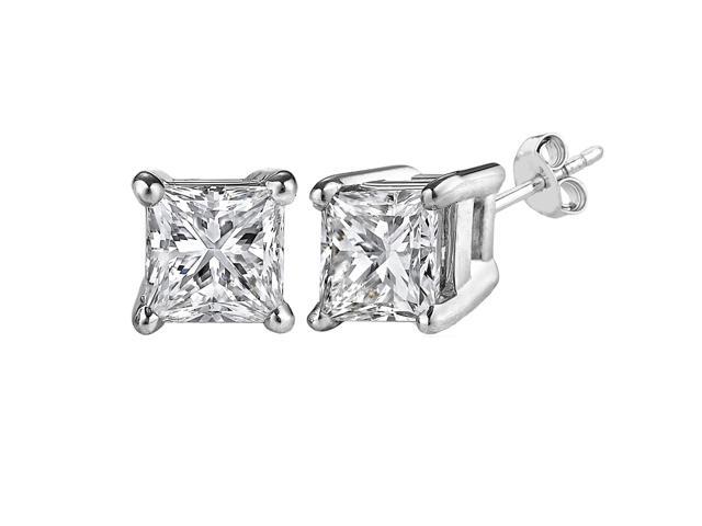 14k White Gold Princess Cut Cubic Zirconia Stud Earrings 4mm Newegg 14k White Gold Princess Cut Cubic Zirconia Stud Earrings 4mm Newegg