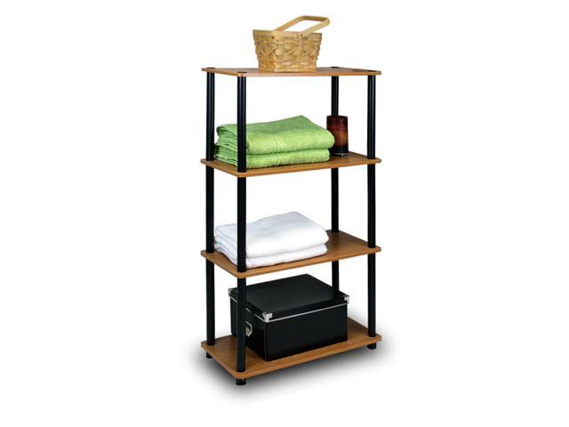 Furinno 99557lc Bk Turn N Tube 4 Tier Multipurpose Shelf Display Rack Light Cherry Black Newegg Com