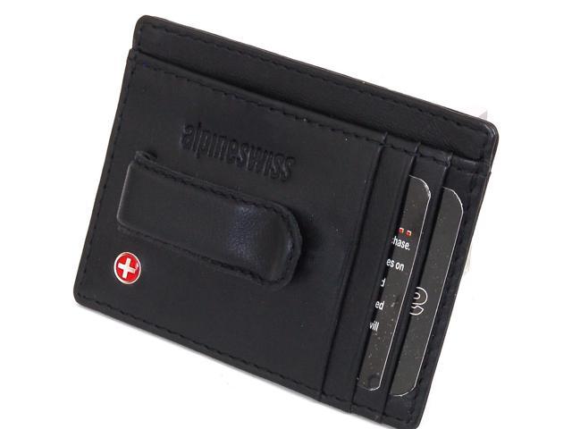 Alpine Swiss Men's Leather Spring Money Clip Front Pocket Wallet