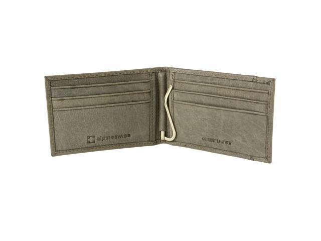 MEN/'S GENUINE LEATHER SPRING TYPE MONEY CLIP BIFOLD WALLET FRONT POCEKT