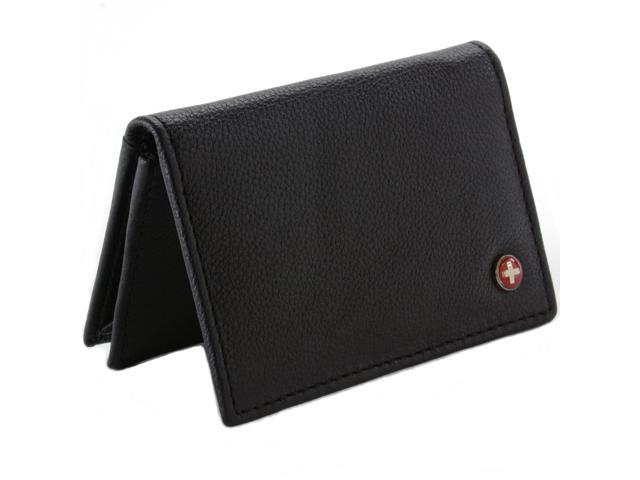 Alpine Swiss SW-039 Expandable Business Card Case Thin Slim Wallet - Genuine Leather Front Pocket