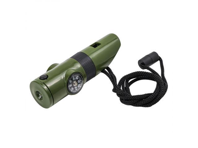 Orange 7-In-1 Survival Whistle with LED Flashlight and Compass