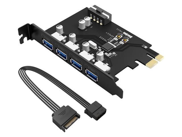 Orico 4 Port Usb3 0 Pci E Expansion Card Usb3 0 4 Port Pci Express To Usb3 0 Host Controller Adapter Card With 30cm 15pin Sata To Big 4pin Power Cord Compatible With Windows Vista Linux And Mac Os