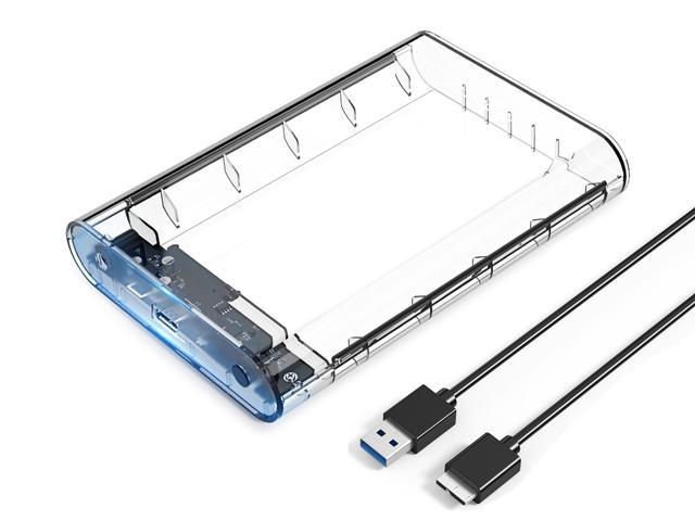 2.5" SATA to USB Type-C 3.0 External HDD Hard Drive Enclosure Case Clear 