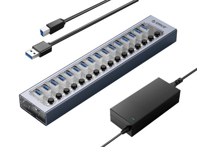 ORICO USB Hub 3.0 Powered 16 Ports USB Data Hub with 12V6.5A Power Adapter, Individual Power Switches, and LEDs, USB Extension for iMac Pro, MacBook Air/Mini, PS4, Surface Pro, Notebook PC, Laptop