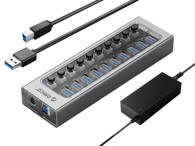 ORICO USB Hub 3.0 Powered 13 Ports USB Data Hub with 12V5A Power Adapter, Individual Power Switches, and LEDs, USB Extension for iMac Pro, MacBook Air/Mini, PS4, Surface Pro, Notebook PC, Laptop