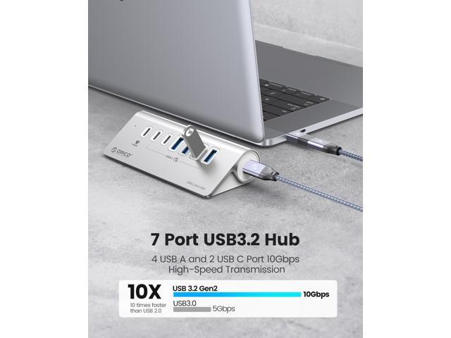 ORICO USB C Hub, 10Gbps USB 3.2 Gen 2 Hub with 2 USB A Port, 2 USB C Port,  Aliuminum USB Splitter with 1.64Ft USB C Cable and USB A Adapter, Type C