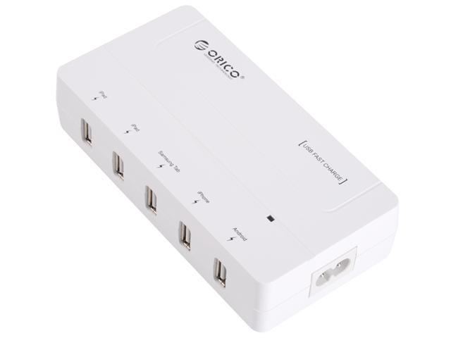 ORICO DCH-5U 30W 5-Port desktop USB Charger for iPhone 6s / 6 / 6 plus, iPad Air 2 / mini 3, Samsung Galaxy S6 / S6 Edge / Note 5, HTC M9, Nexus and More - White