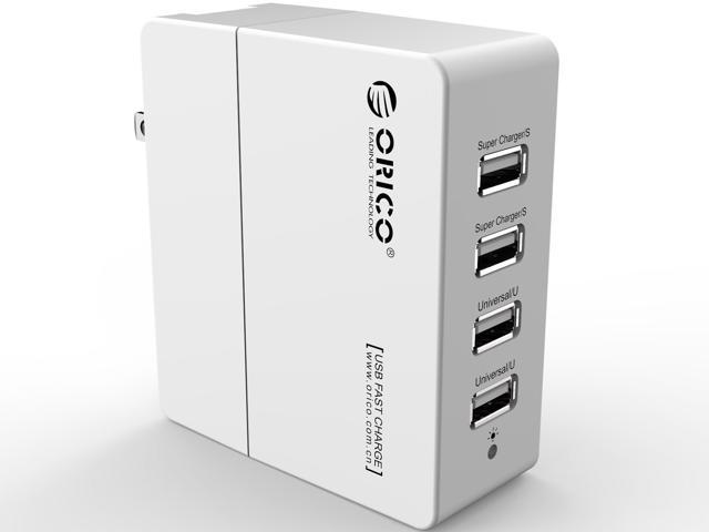ORICO 34W DCX-4U 6.8A 4-Port Portable Travel Wall USB Charger with Foldable Plug for iPhone 6s / 6 / 6 plus, iPad Air 2 / mini 3, Samsung Galaxy S6 Edge / Note 5, HTC M9, Nexus and More - White