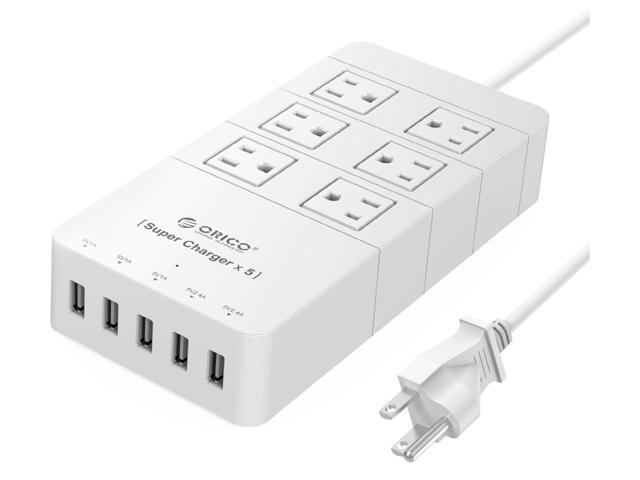 ORICO 40W 6 Outlet Power Strip with 5 USB Charging Ports for iPhone, iPad, Samsung Galaxy S6 / S6 Edge, Nexus, HTC M9, Motorola, LG and More - White(HPC-6A5U-US)