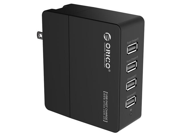 ORICO DCX-4U 34W 6.8A 4-Port Portable Travel Wall USB Charger with Foldable Plug for iPhone 6s / 6 / 6 Plus, iPad Air 2 / iPad mini 3, Samsung Galaxy S6 Edge / Note 5, HTC M9, Nexus and More - Black