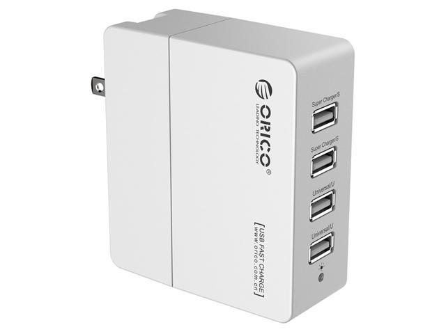 ORICO DCX-4U 34W 6.8A 4-Port Portable Travel Wall USB Charger with Foldable Plug for iPhone 6s / 6 / 6 plus, iPad Air 2 / mini 3, Samsung Galaxy S6 Edge / Note 5, HTC M9, Nexus and More - White